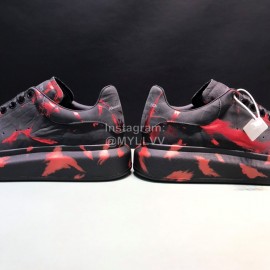 Mcqueen Painted Pattern Leather Casual Shoes For Men And Women Red