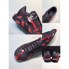 Mcqueen Painted Pattern Leather Casual Shoes For Men And Women Red