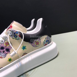 Mcqueen Painted Pattern Leather Casual Shoes For Men And Women Beige