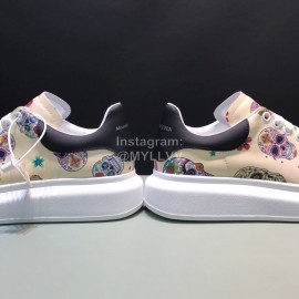 Mcqueen Painted Pattern Leather Casual Shoes For Men And Women Beige