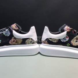 Mcqueen Painted Pattern Leather Casual Shoes For Men And Women Black