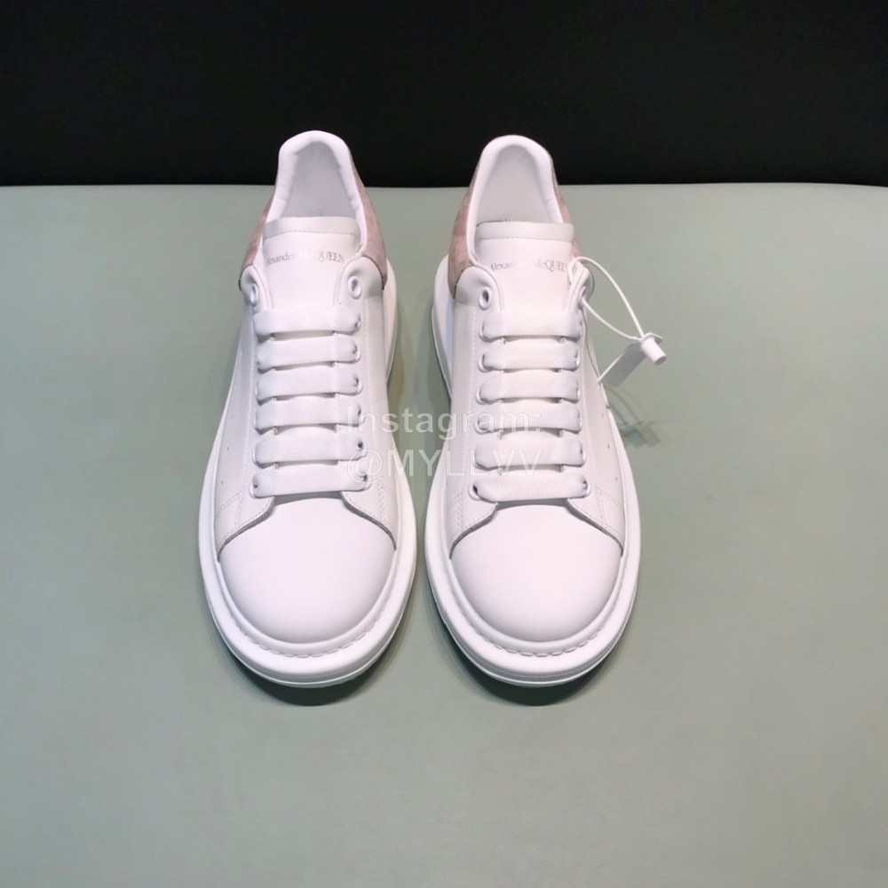 Alexander Mcqueen Matte Leather Casual Shoes For Men And Women Gray