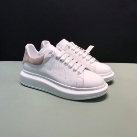 Alexander Mcqueen Matte Leather Casual Shoes For Men And Women Gray