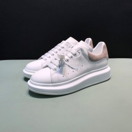 Alexander Mcqueen Matte Leather Casual Shoes For Men And Women Gray