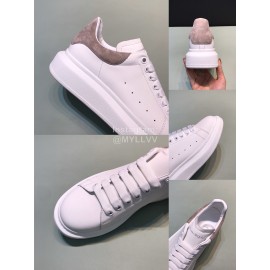 Alexander Mcqueen Matte Leather Casual Shoes For Men And Women Gray