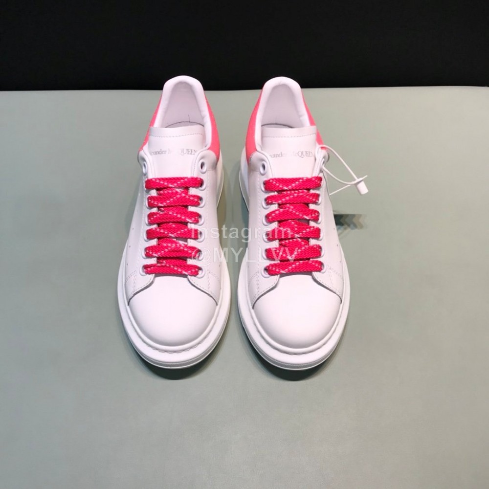 Alexander Mcqueen Matte Leather Casual Shoes For Men And Women Rose Red