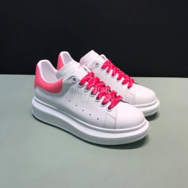 Alexander Mcqueen Matte Leather Casual Shoes For Men And Women Rose Red