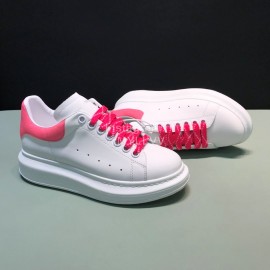 Alexander Mcqueen Matte Leather Casual Shoes For Men And Women Rose Red