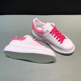 Alexander Mcqueen Matte Leather Casual Shoes For Men And Women Rose Red