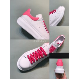 Alexander Mcqueen Matte Leather Casual Shoes For Men And Women Rose Red