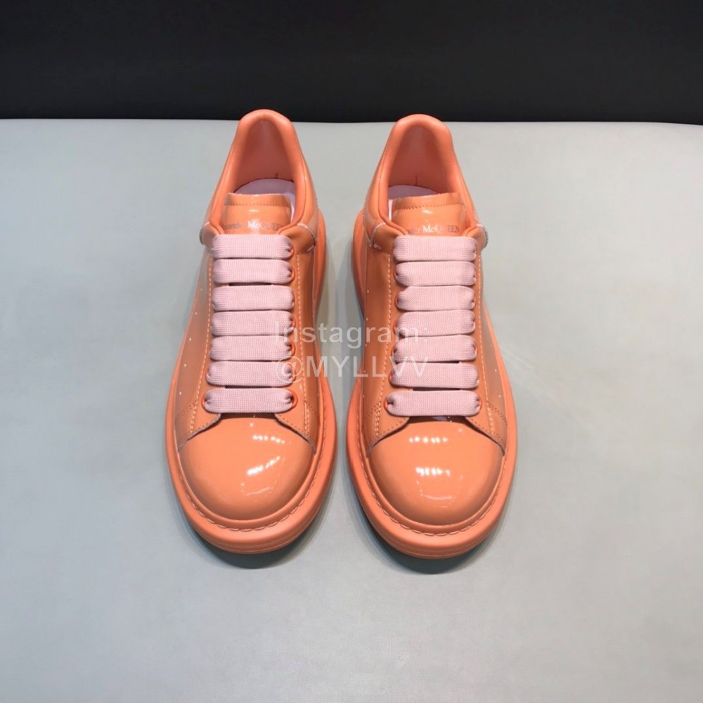 Alexander Mcqueen Patent Leather Casual Shoes For Men And Women Orange