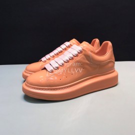 Alexander Mcqueen Patent Leather Casual Shoes For Men And Women Orange