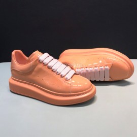 Alexander Mcqueen Patent Leather Casual Shoes For Men And Women Orange