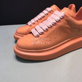 Alexander Mcqueen Patent Leather Casual Shoes For Men And Women Orange
