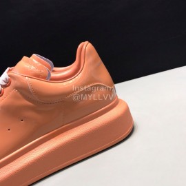 Alexander Mcqueen Patent Leather Casual Shoes For Men And Women Orange