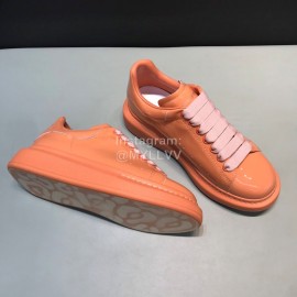 Alexander Mcqueen Patent Leather Casual Shoes For Men And Women Orange