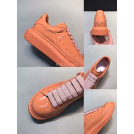 Alexander Mcqueen Patent Leather Casual Shoes For Men And Women Orange