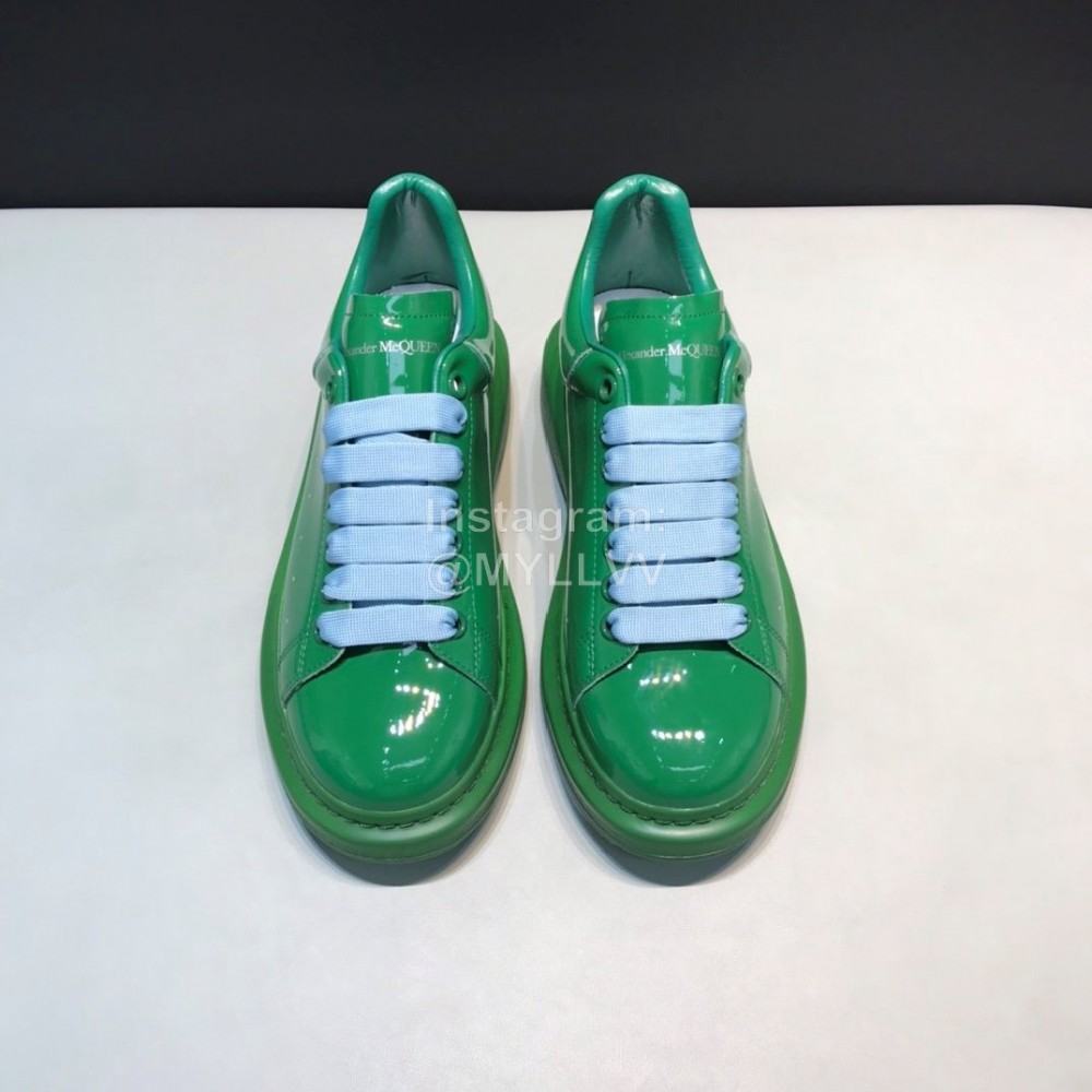 Alexander Mcqueen Patent Leather Casual Shoes For Men And Women Green