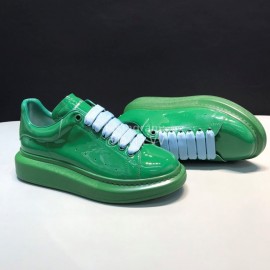 Alexander Mcqueen Patent Leather Casual Shoes For Men And Women Green