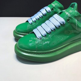 Alexander Mcqueen Patent Leather Casual Shoes For Men And Women Green