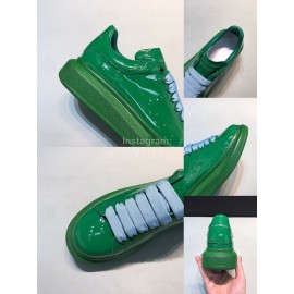 Alexander Mcqueen Patent Leather Casual Shoes For Men And Women Green