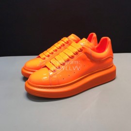 Alexander Mcqueen Orange Patent Leather Casual Shoes For Men And Women 