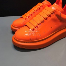 Alexander Mcqueen Orange Patent Leather Casual Shoes For Men And Women 