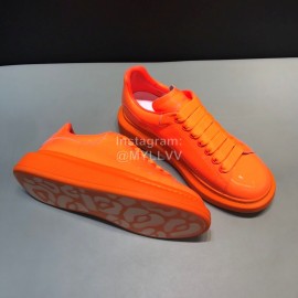 Alexander Mcqueen Orange Patent Leather Casual Shoes For Men And Women 