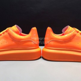Alexander Mcqueen Orange Patent Leather Casual Shoes For Men And Women 