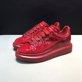 Alexander Mcqueen Patent Leather Casual Shoes For Men And Women Red