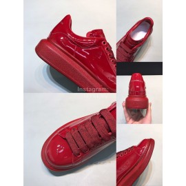 Alexander Mcqueen Patent Leather Casual Shoes For Men And Women Red