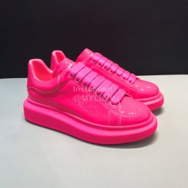Alexander Mcqueen Patent Leather Casual Shoes For Men And Women Pink