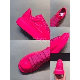 Alexander Mcqueen Patent Leather Casual Shoes For Men And Women Pink