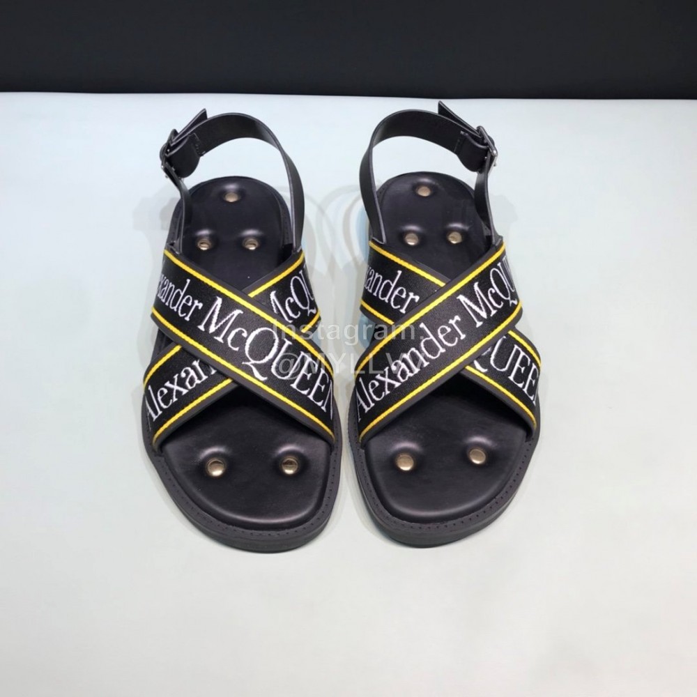 Alexander Mcqueen Cowhide Rivet Fashion Sandals For Men Yellow