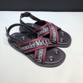 Alexander Mcqueen Cowhide Rivet Fashion Sandals For Men Red