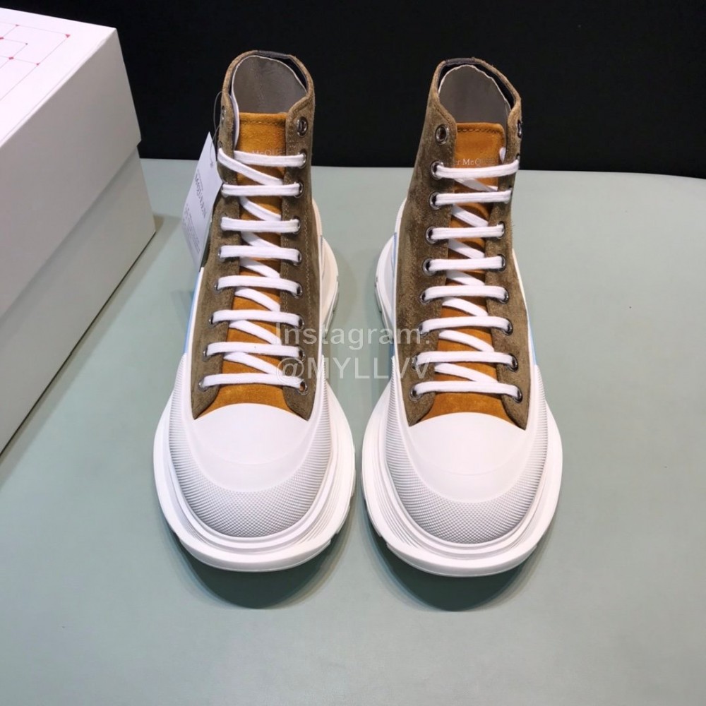 Alexander Mcqueen Tread Slick Cowhide Thick Soled Boots For Men And Women Brown