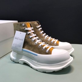 Alexander Mcqueen Tread Slick Cowhide Thick Soled Boots For Men And Women Brown