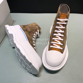 Alexander Mcqueen Tread Slick Cowhide Thick Soled Boots For Men And Women Brown