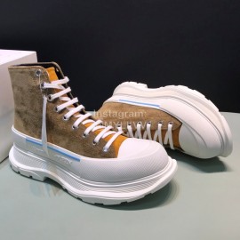 Alexander Mcqueen Tread Slick Cowhide Thick Soled Boots For Men And Women Brown