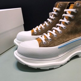 Alexander Mcqueen Tread Slick Cowhide Thick Soled Boots For Men And Women Brown