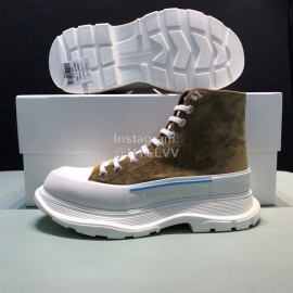 Alexander Mcqueen Tread Slick Cowhide Thick Soled Boots For Men And Women Brown