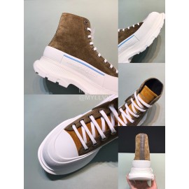 Alexander Mcqueen Tread Slick Cowhide Thick Soled Boots For Men And Women Brown