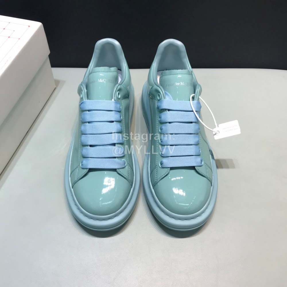 Alexander Mcqueen Patent Leather Casual Shoes For Men And Women Blue