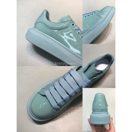 Alexander Mcqueen Patent Leather Casual Shoes For Men And Women Blue