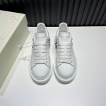 Alexander Mcqueen Calf Leather Blue Letter Casual Shoes For Men And Women 