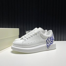 Alexander Mcqueen Calf Leather Blue Letter Casual Shoes For Men And Women 