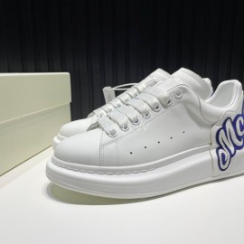 Alexander Mcqueen Calf Leather Blue Letter Casual Shoes For Men And Women 