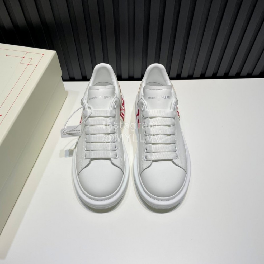 Alexander Mcqueen Calf Leather Red Letter Casual Shoes For Men And Women 