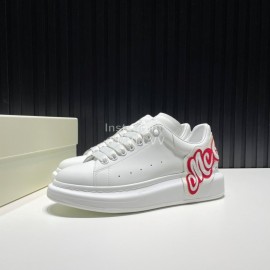 Alexander Mcqueen Calf Leather Red Letter Casual Shoes For Men And Women 