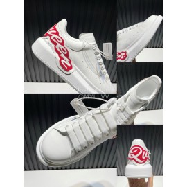 Alexander Mcqueen Calf Leather Red Letter Casual Shoes For Men And Women 